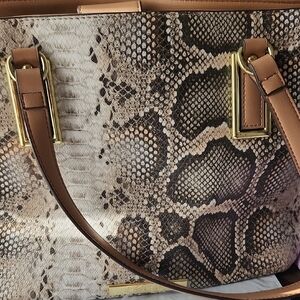 Anne Klein Brown Snake Print Shoulder Bag